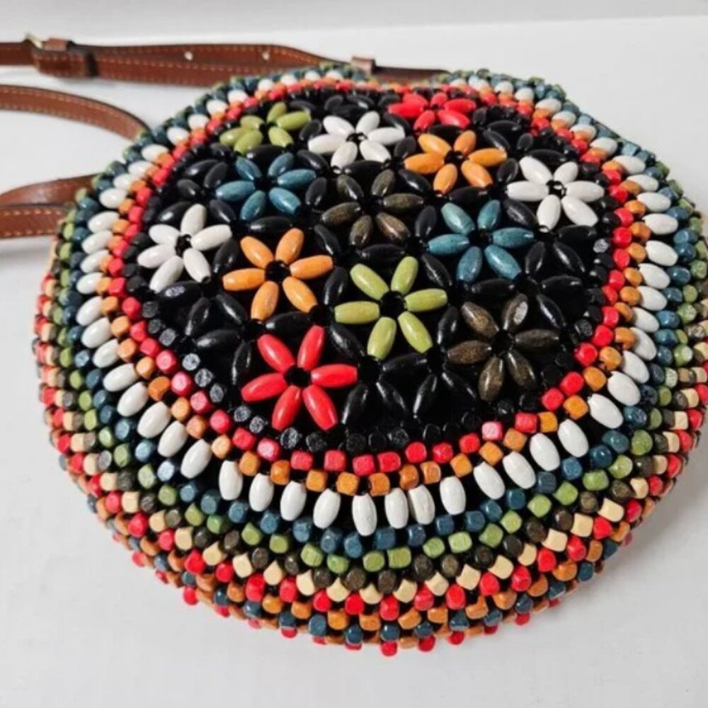 Patricia Nash Scafati Colorful Wooden Bead Canteen Crossbody Bag - Picture 3 of 9
